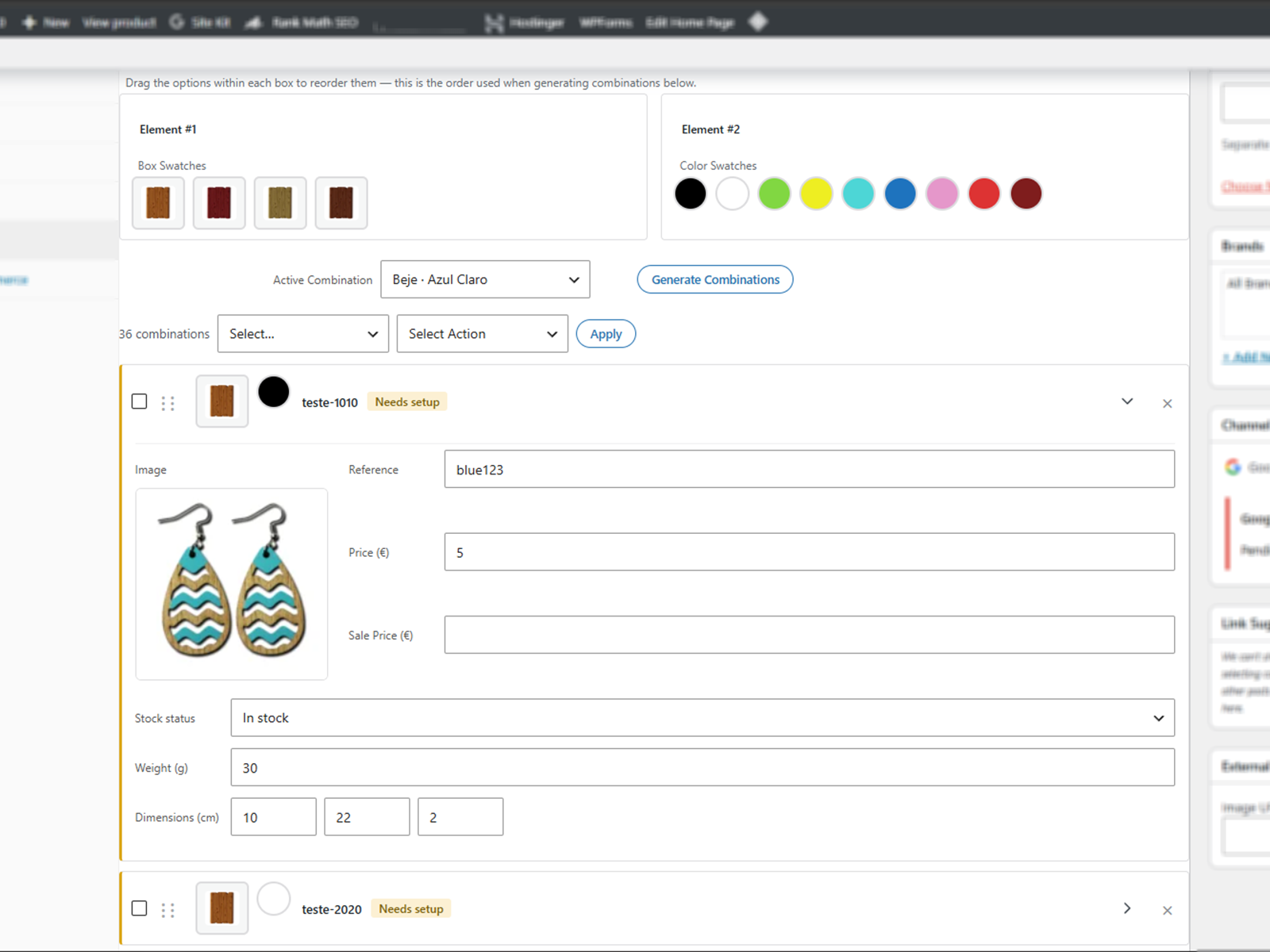 PersoNailit Combinations panel