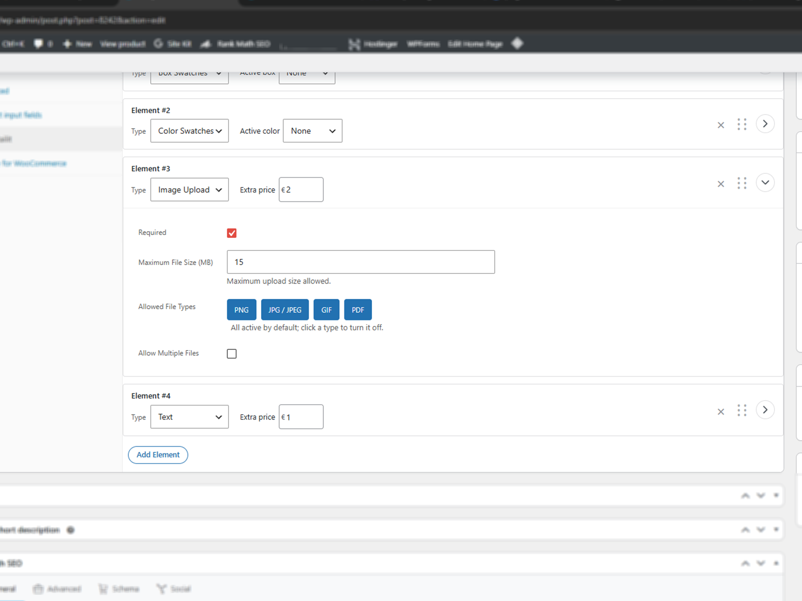 Image Upload element configuration